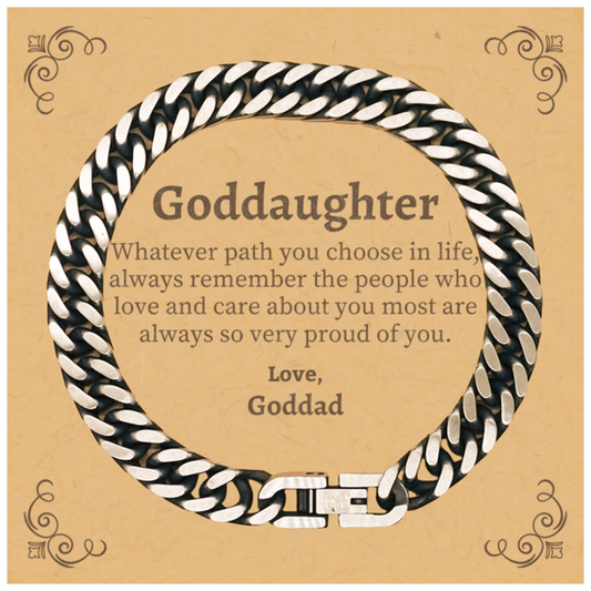 Goddaughter Cuban Link Chain Bracelet, Always so very proud of you, Inspirational Goddaughter Birthday Supporting Gifts From Goddad
