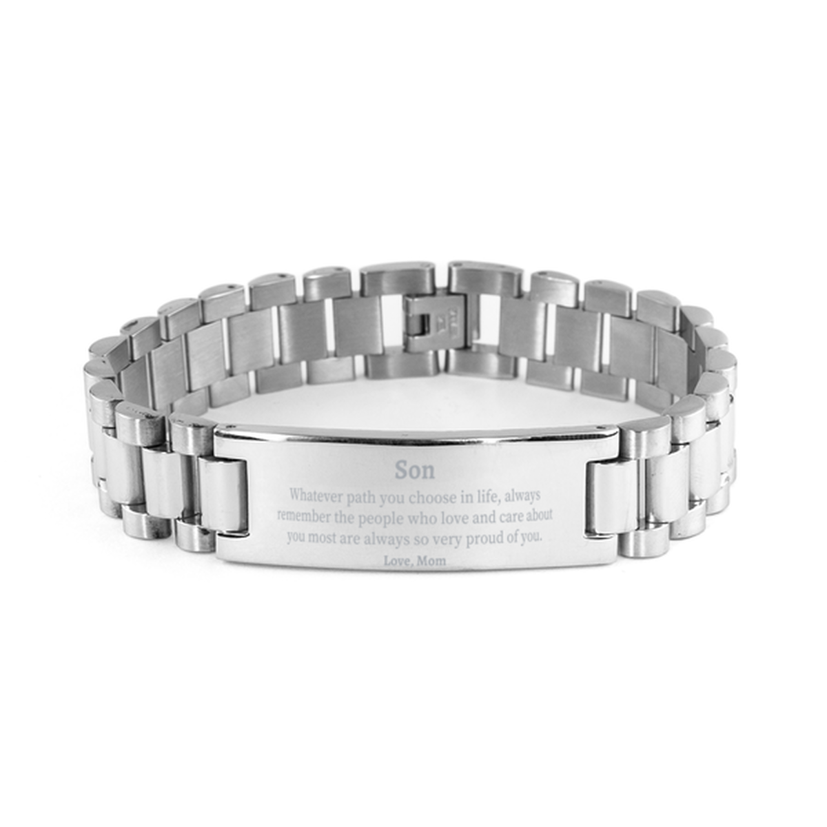 Son Ladder Stainless Steel Bracelet, Always so very proud of you, Inspirational Son Birthday Supporting Gifts From Mom