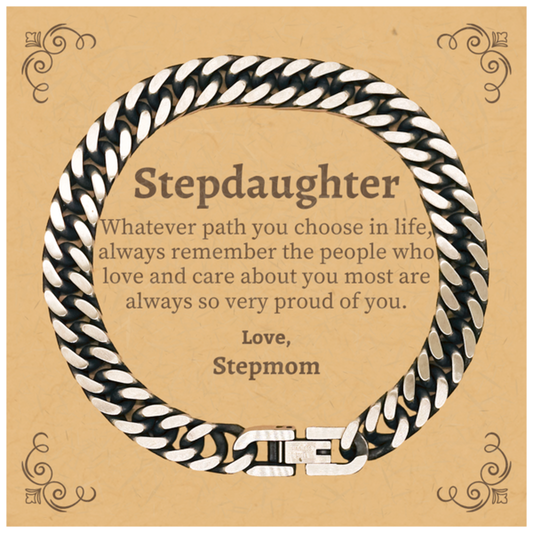 Stepdaughter Cuban Link Chain Bracelet, Always so very proud of you, Inspirational Stepdaughter Birthday Supporting Gifts From Stepmom