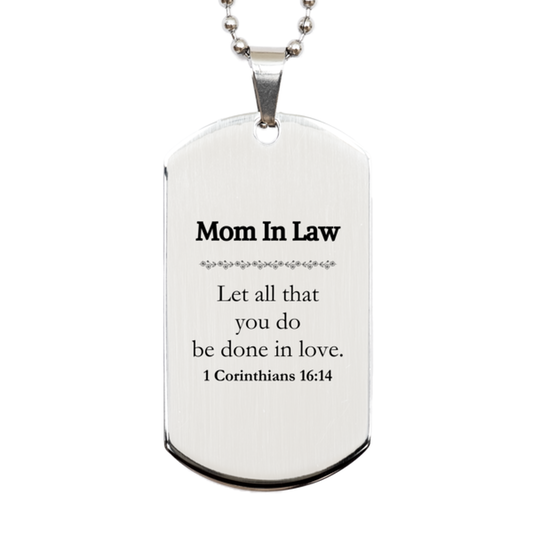 Christian Mom In Law Gifts, Let all that you do be done in love, Bible Verse Scripture Silver Dog Tag, Baptism Confirmation Gifts for Mom In Law