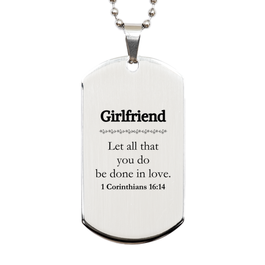 Christian Girlfriend Gifts, Let all that you do be done in love, Bible Verse Scripture Silver Dog Tag, Baptism Confirmation Gifts for Girlfriend