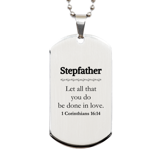 christian stepfather gifts let all that you do be done in love bible verse scripture silver dog tag baptism confirmation gifts for stepfather