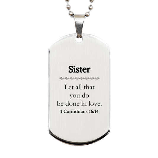 christian sister gifts let all that you do be done in love bible verse scripture silver dog tag baptism confirmation gifts for sister