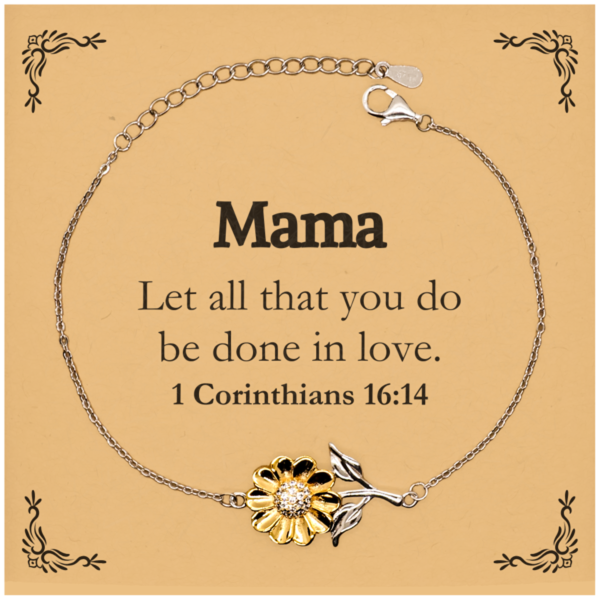 Christian Mama Gifts, Let all that you do be done in love, Bible Verse Scripture Sunflower Bracelet, Baptism Confirmation Gifts for Mama