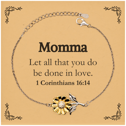 Christian Momma Gifts, Let all that you do be done in love, Bible Verse Scripture Sunflower Bracelet, Baptism Confirmation Gifts for Momma