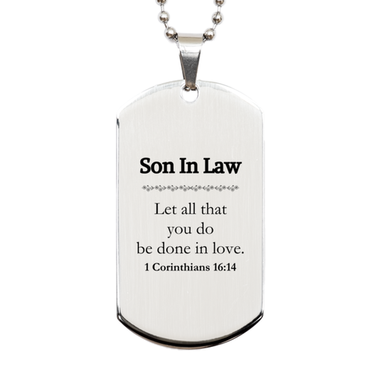 christian son in law gifts let all that you do be done in love bible verse scripture silver dog tag baptism confirmation gifts for son in law