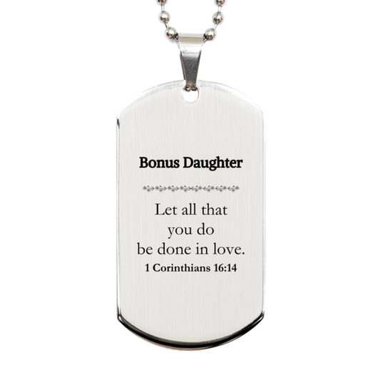 christian bonus daughter gifts let all that you do be done in love bible verse scripture silver dog tag baptism confirmation gifts for bonus daughter