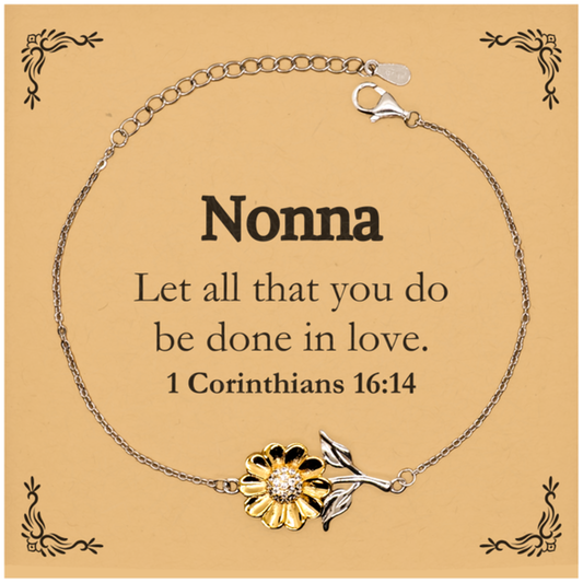 Christian Nonna Gifts, Let all that you do be done in love, Bible Verse Scripture Sunflower Bracelet, Baptism Confirmation Gifts for Nonna