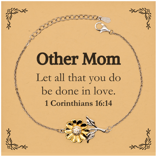 Christian Other Mom Gifts, Let all that you do be done in love, Bible Verse Scripture Sunflower Bracelet, Baptism Confirmation Gifts for Other Mom