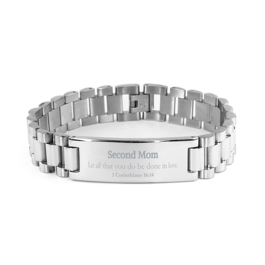 Christian Second Mom Gifts, Let all that you do be done in love, Bible Verse Scripture Ladder Stainless Steel Bracelet, Baptism Confirmation Gifts for Second Mom