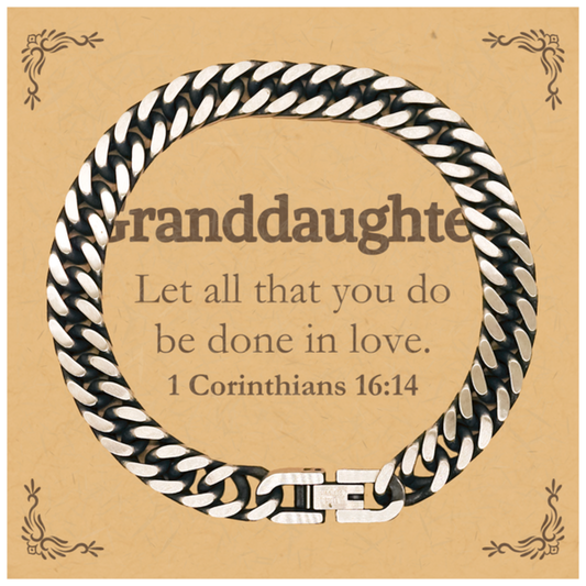 Christian Granddaughter Gifts, Let all that you do be done in love, Bible Verse Scripture Cuban Link Chain Bracelet, Baptism Confirmation Gifts for Granddaughter