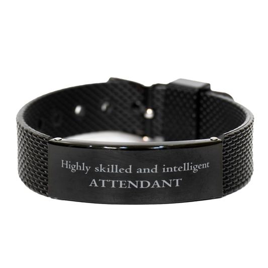 Best Attendant Gifts, Highly skilled and intelligent, Appreciation Birthday Black Shark Mesh Bracelet for Attendant, Men, Women, Friends, Coworkers