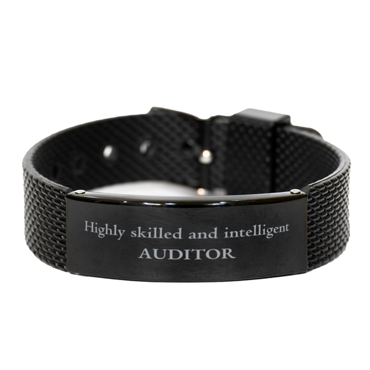 Best Auditor Gifts, Highly skilled and intelligent, Appreciation Birthday Black Shark Mesh Bracelet for Auditor, Men, Women, Friends, Coworkers