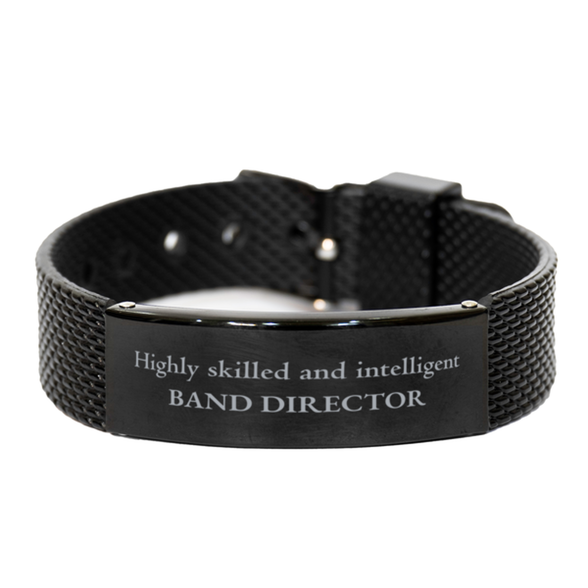 Los mejores regalos para directores de banda, altamente capacitados e inteligentes, pulsera de malla de tiburón negro de agradecimiento para cumpleaños para directores de banda, hombres, mujeres, amigos, compañeros de trabajo