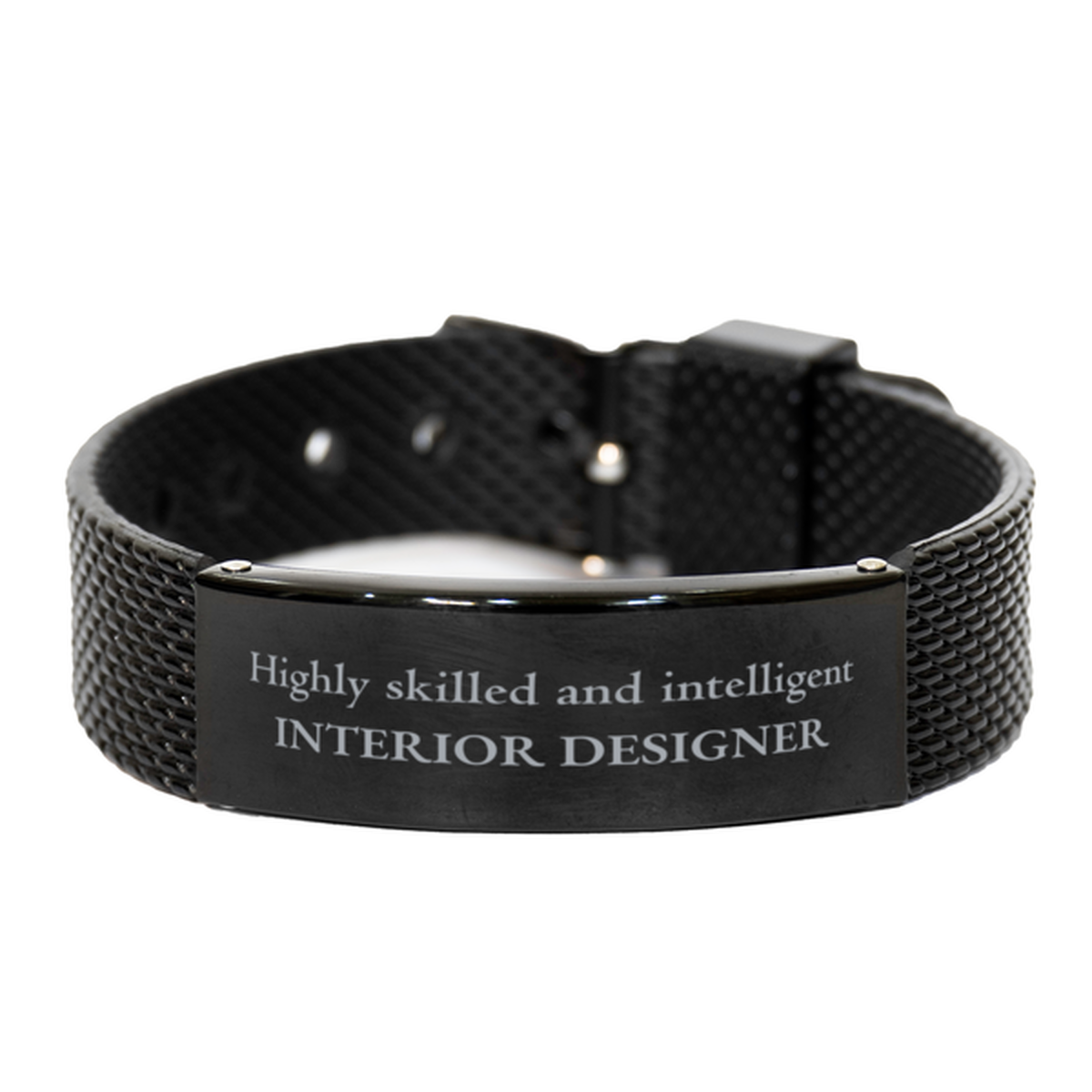 Best Interior Designer Gifts, Highly skilled and intelligent, Appreciation Birthday Black Shark Mesh Bracelet for Interior Designer, Men, Women, Friends, Coworkers