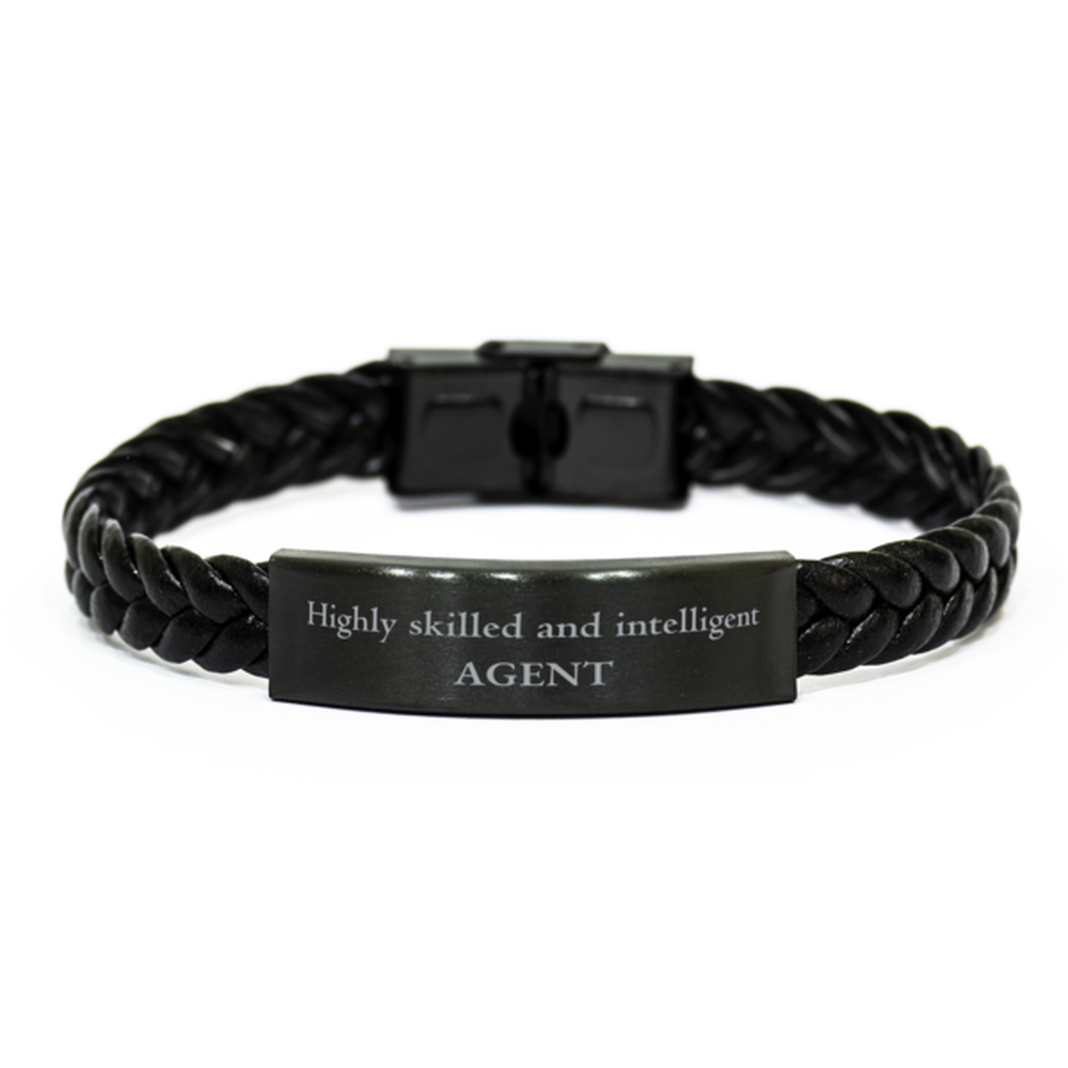 Best Agent Gifts, Highly skilled and intelligent, Appreciation Birthday Braided Leather Bracelet for Agent, Men, Women, Friends, Coworkers