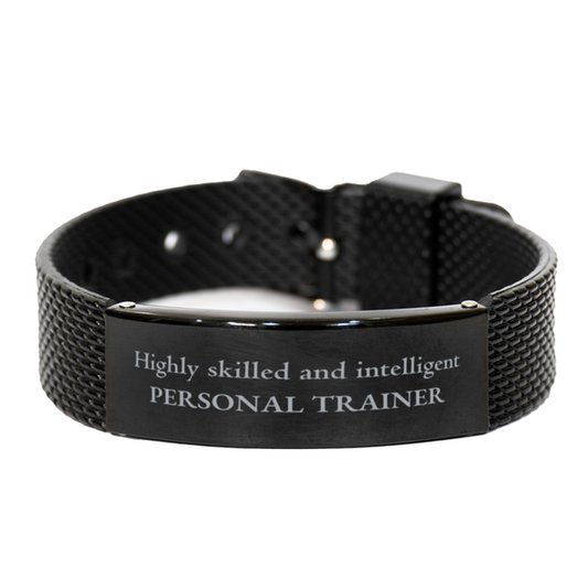 Los mejores regalos para entrenadores personales, altamente capacitados e inteligentes, pulsera de malla de tiburón negro de agradecimiento para cumpleaños para entrenadores personales, hombres, mujeres, amigos, compañeros de trabajo