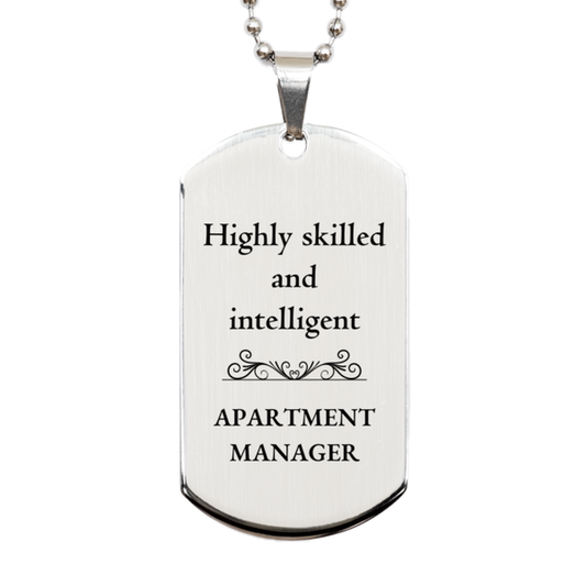 best apartment manager gifts highly skilled and intelligent appreciation birthday silver dog tag for apartment manager men women friends coworkers