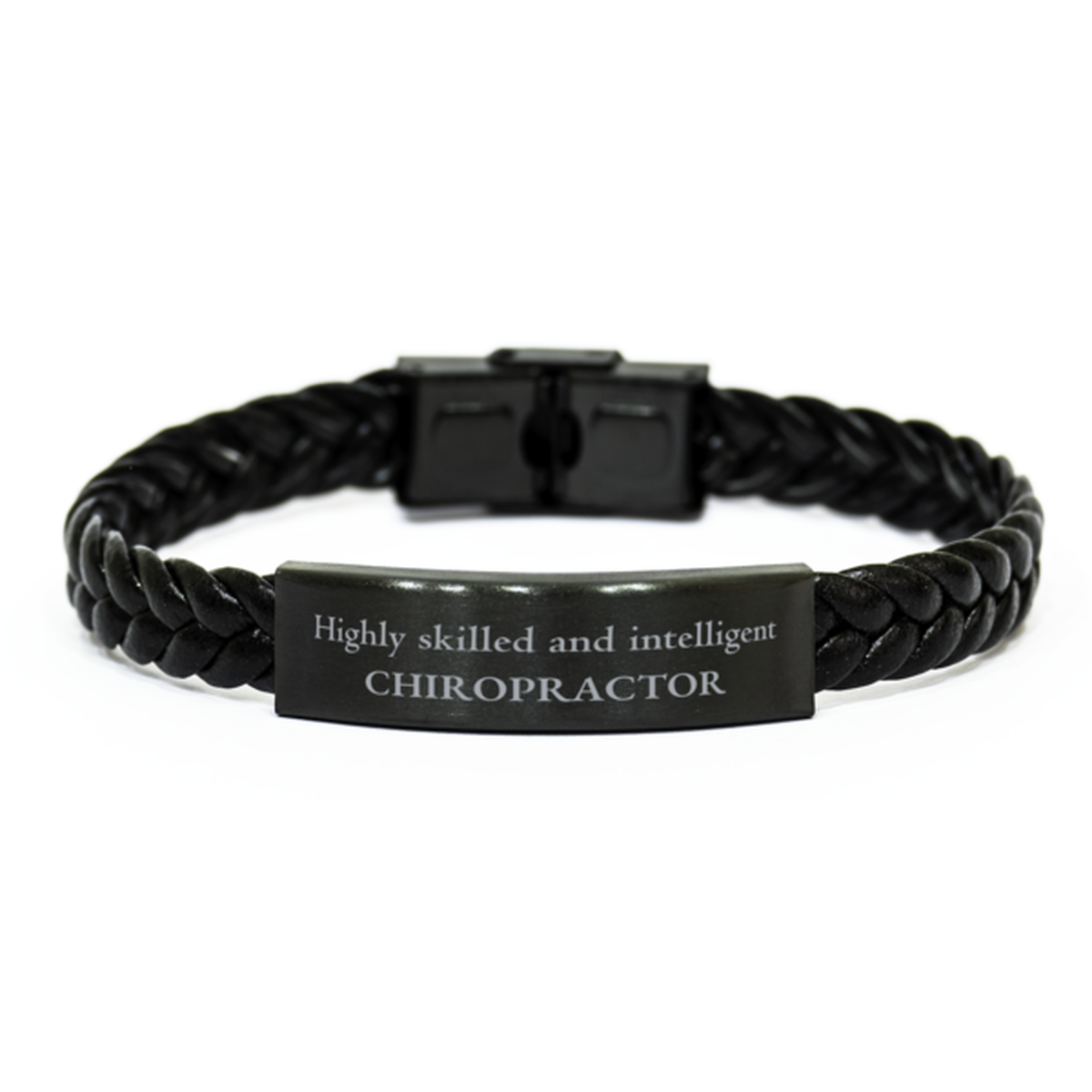 Best Chiropractor Gifts, Highly skilled and intelligent, Appreciation Birthday Braided Leather Bracelet for Chiropractor, Men, Women, Friends, Coworkers