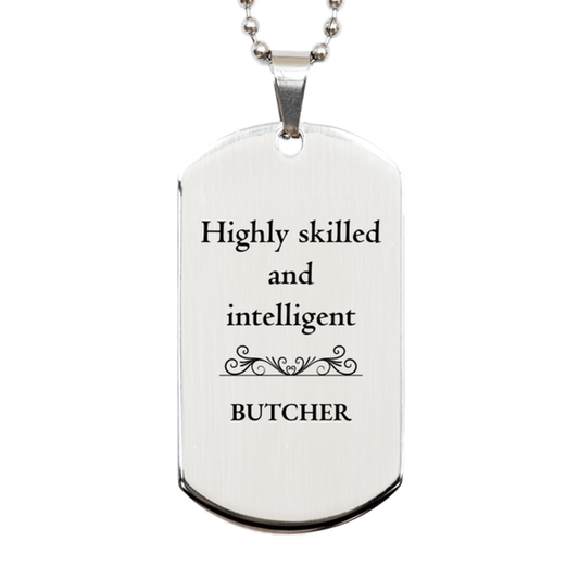 best butcher gifts highly skilled and intelligent appreciation birthday silver dog tag for butcher men women friends coworkers