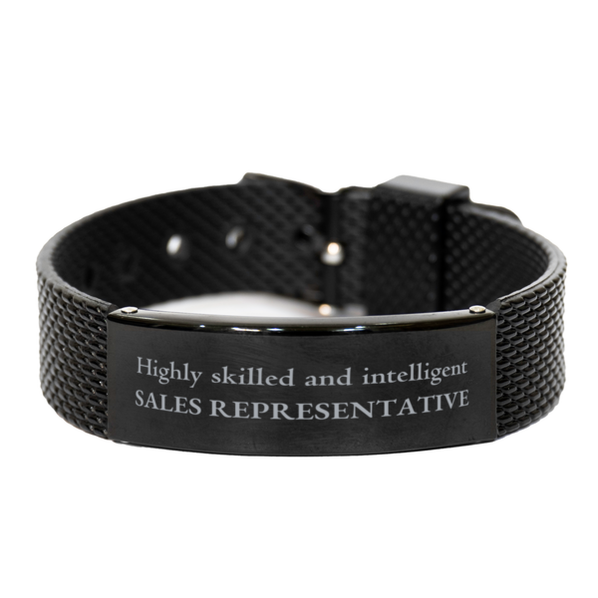 Los mejores regalos para representantes de ventas, altamente capacitados e inteligentes, pulsera de malla de tiburón negro de agradecimiento para representantes de ventas, hombres, mujeres, amigos, compañeros de trabajo