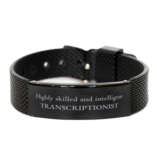 Los mejores regalos para transcriptores, altamente capacitados e inteligentes, pulsera de malla de tiburón negro de agradecimiento para cumpleaños para transcriptores, hombres, mujeres, amigos, compañeros de trabajo