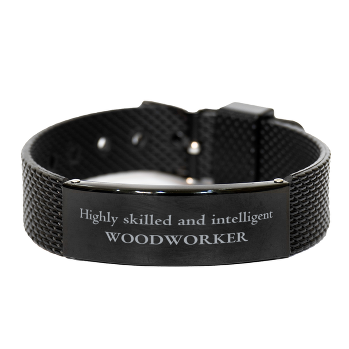 Los mejores regalos para carpinteros, altamente capacitados e inteligentes, pulsera de malla de tiburón negro de agradecimiento de cumpleaños para carpinteros, hombres, mujeres, amigos, compañeros de trabajo