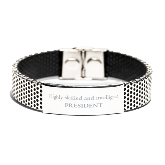 Los mejores regalos para presidentes, altamente capacitados e inteligentes, pulsera de acero inoxidable de agradecimiento por su cumpleaños para presidentes, hombres, mujeres, amigos y compañeros de trabajo.