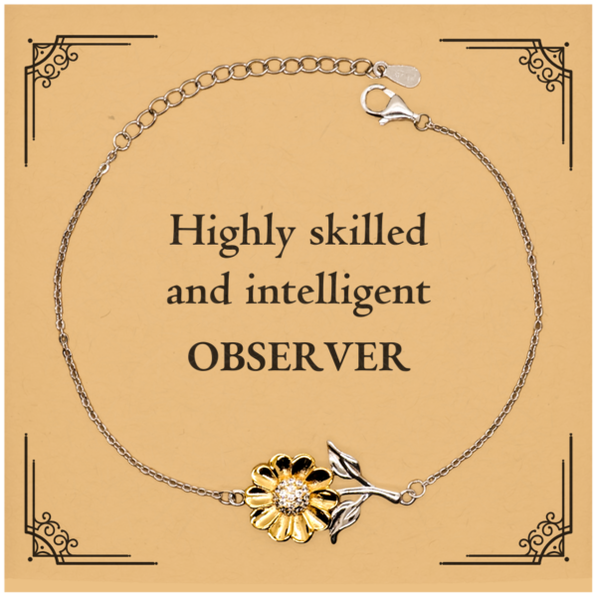 Best Observer Gifts, Highly skilled and intelligent, Appreciation Birthday Sunflower Bracelet for Observer, Men, Women, Friends, Coworkers