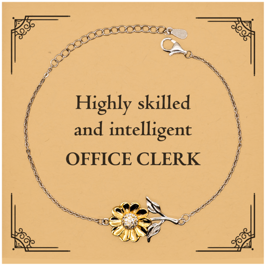 Best Office Clerk Gifts, Highly skilled and intelligent, Appreciation Birthday Sunflower Bracelet for Office Clerk, Men, Women, Friends, Coworkers