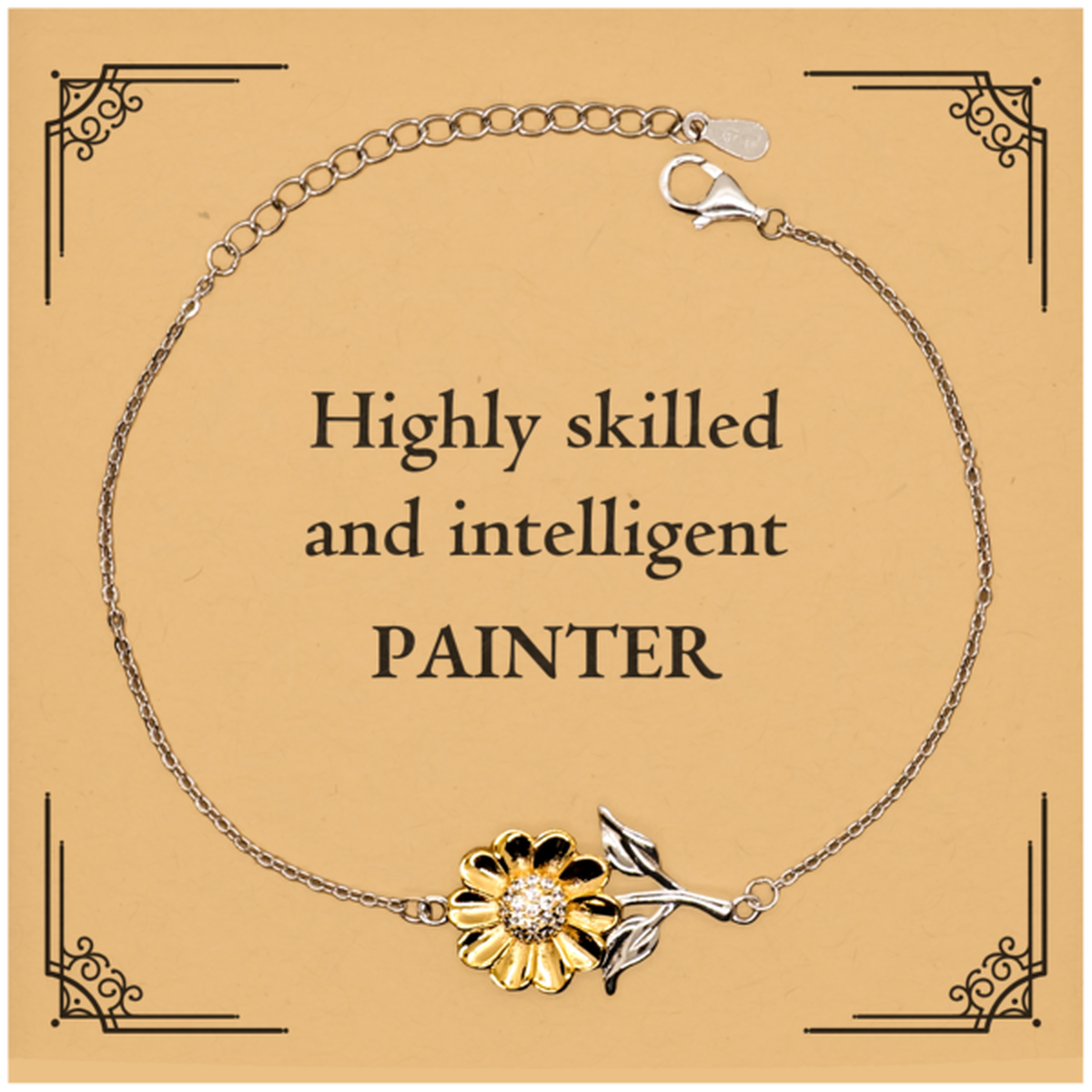 Best Painter Gifts, Highly skilled and intelligent, Appreciation Birthday Sunflower Bracelet for Painter, Men, Women, Friends, Coworkers