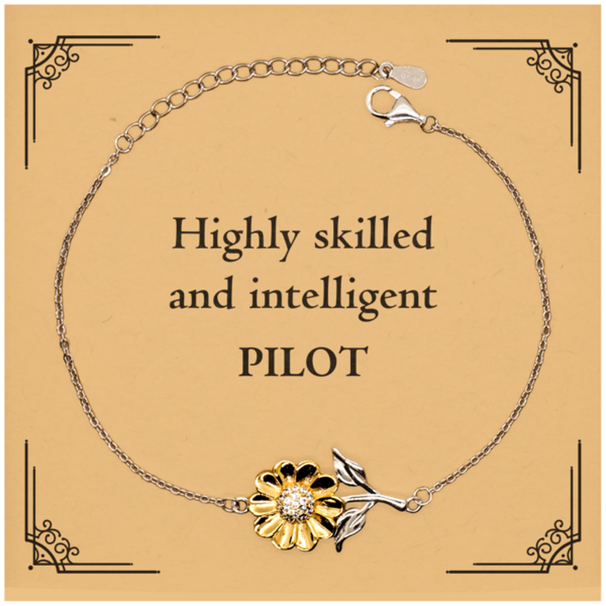 Best Pilot Gifts, Highly skilled and intelligent, Appreciation Birthday Sunflower Bracelet for Pilot, Men, Women, Friends, Coworkers