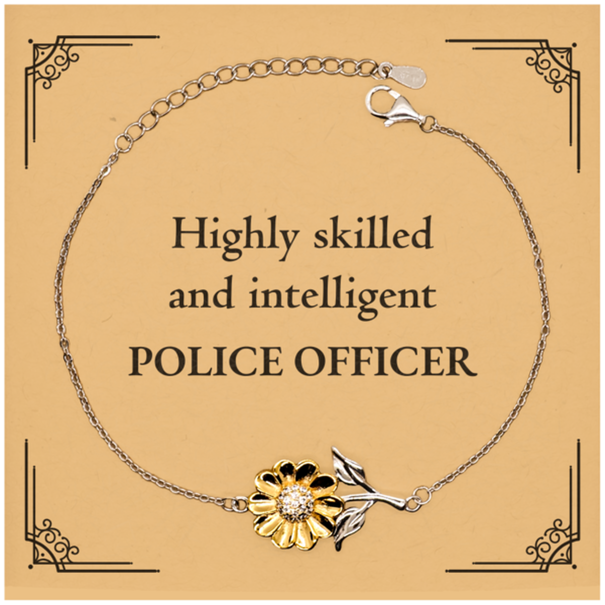 Best Police Officer Gifts, Highly skilled and intelligent, Appreciation Birthday Sunflower Bracelet for Police Officer, Men, Women, Friends, Coworkers