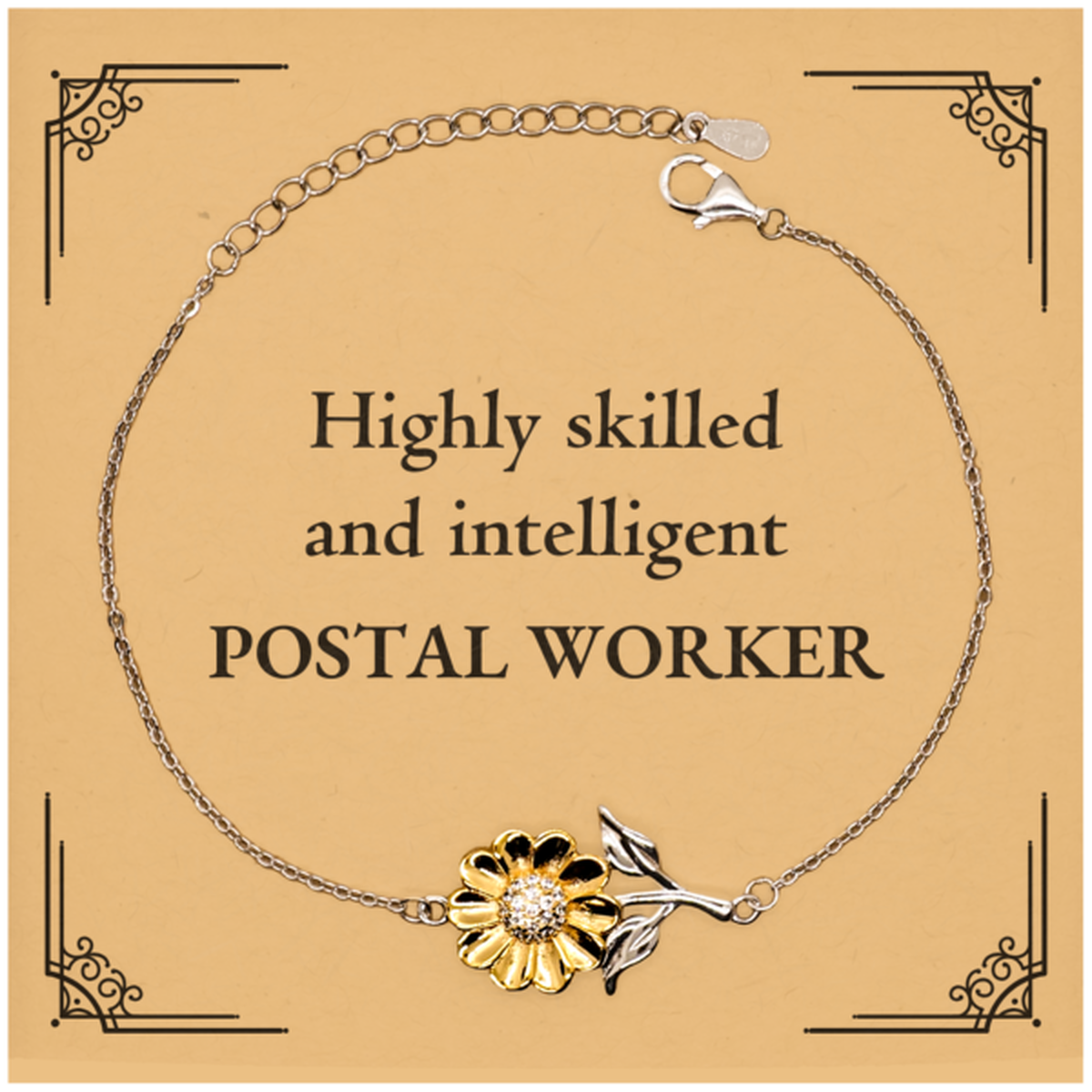 Best Postal Worker Gifts, Highly skilled and intelligent, Appreciation Birthday Sunflower Bracelet for Postal Worker, Men, Women, Friends, Coworkers