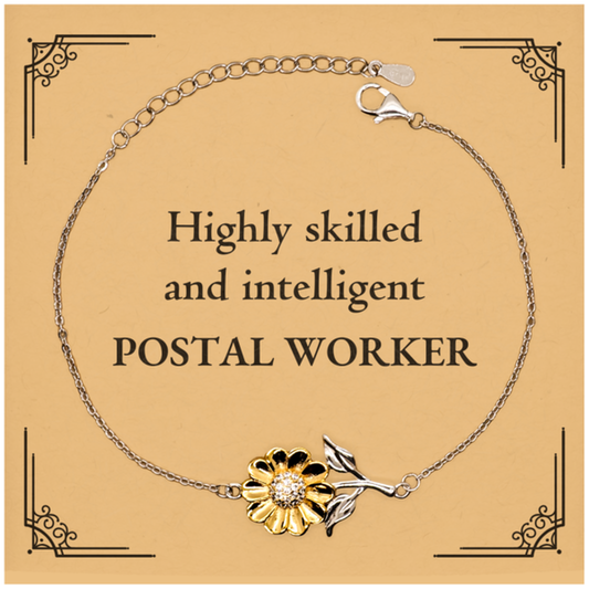 Best Postal Worker Gifts, Highly skilled and intelligent, Appreciation Birthday Sunflower Bracelet for Postal Worker, Men, Women, Friends, Coworkers