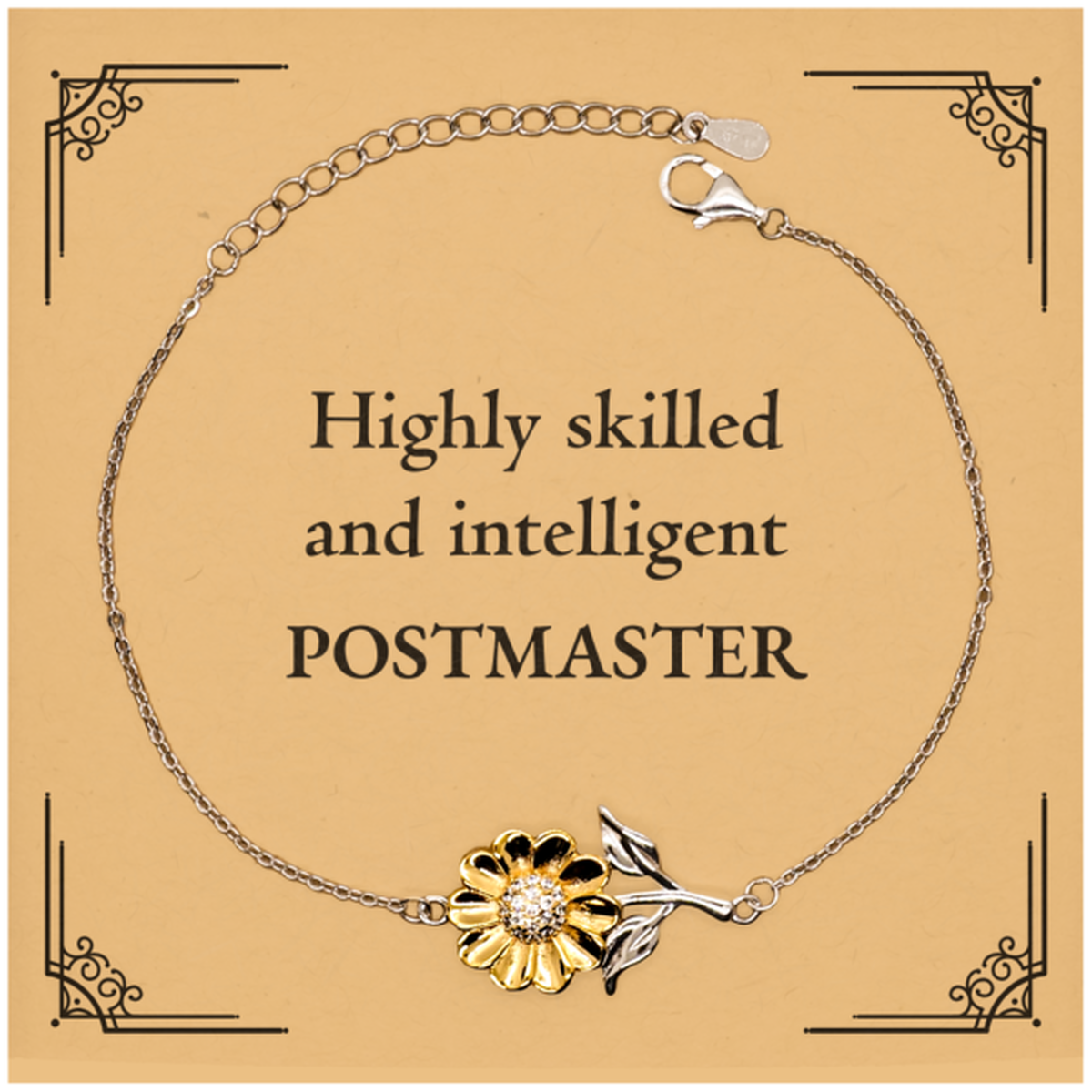 Best Postmaster Gifts, Highly skilled and intelligent, Appreciation Birthday Sunflower Bracelet for Postmaster, Men, Women, Friends, Coworkers