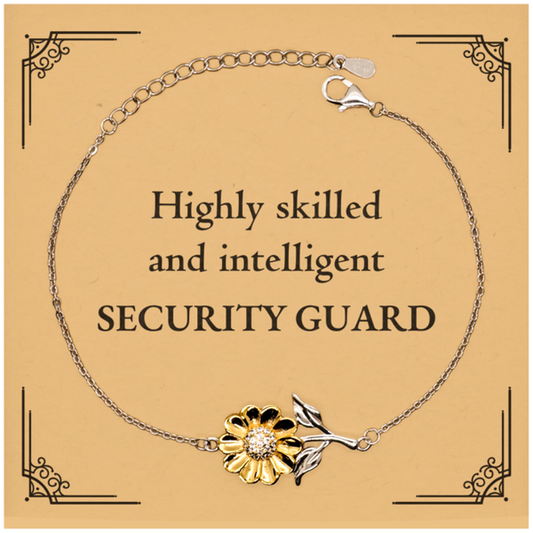 Best Security Guard Gifts, Highly skilled and intelligent, Appreciation Birthday Sunflower Bracelet for Security Guard, Men, Women, Friends, Coworkers