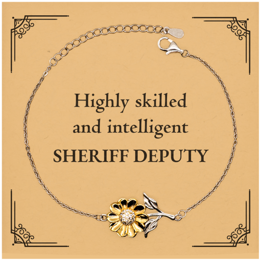 Best Sheriff Deputy Gifts, Highly skilled and intelligent, Appreciation Birthday Sunflower Bracelet for Sheriff Deputy, Men, Women, Friends, Coworkers