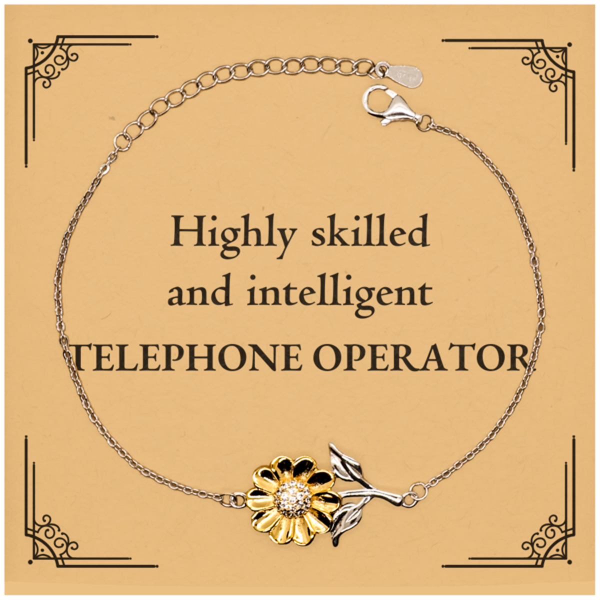 Best Telephone Operator Gifts, Highly skilled and intelligent, Appreciation Birthday Sunflower Bracelet for Telephone Operator, Men, Women, Friends, Coworkers