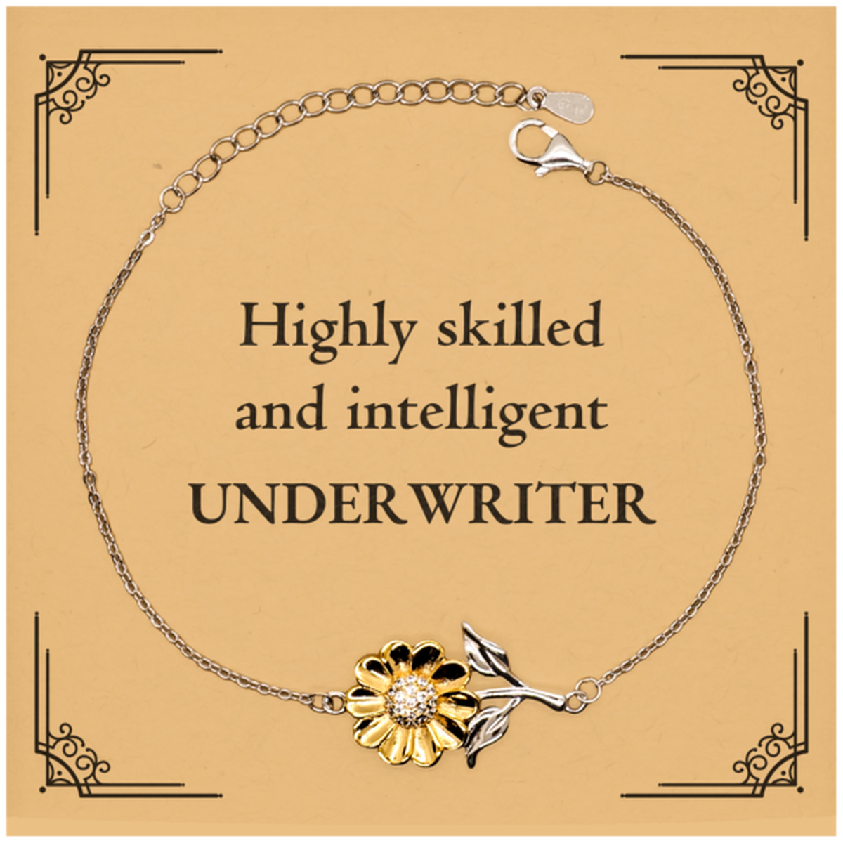 Best Underwriter Gifts, Highly skilled and intelligent, Appreciation Birthday Sunflower Bracelet for Underwriter, Men, Women, Friends, Coworkers