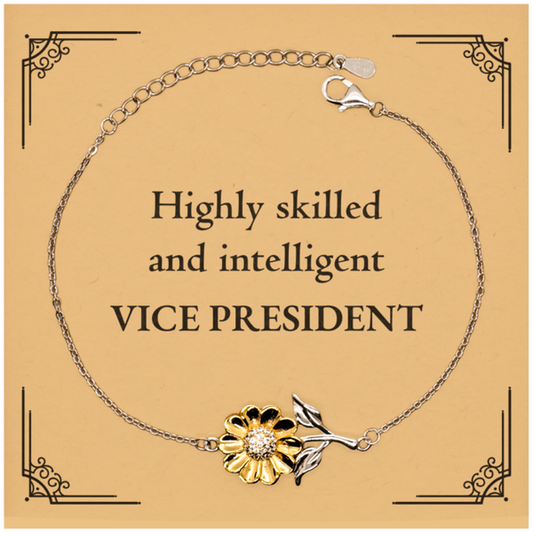 Best Vice President Gifts, Highly skilled and intelligent, Appreciation Birthday Sunflower Bracelet for Vice President, Men, Women, Friends, Coworkers