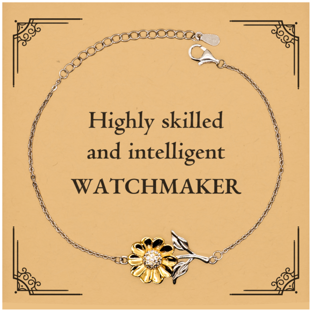 Best Watchmaker Gifts, Highly skilled and intelligent, Appreciation Birthday Sunflower Bracelet for Watchmaker, Men, Women, Friends, Coworkers