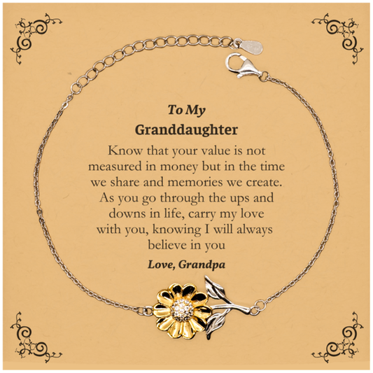 Granddaughter Sunflower Bracelet Engraved Love Grandpa Inspirational Gift for Her