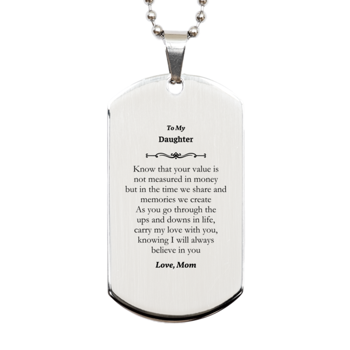 daughter silver dog tag gift engraved love mom confidence inspirational graduation birthday