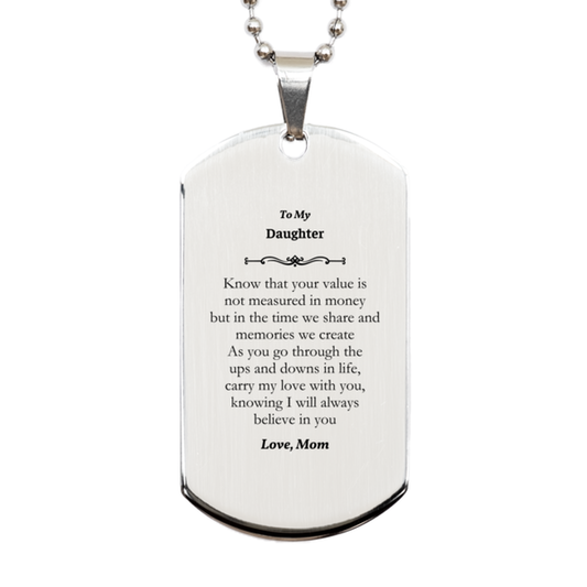 daughter silver dog tag gift engraved love mom confidence inspirational graduation birthday