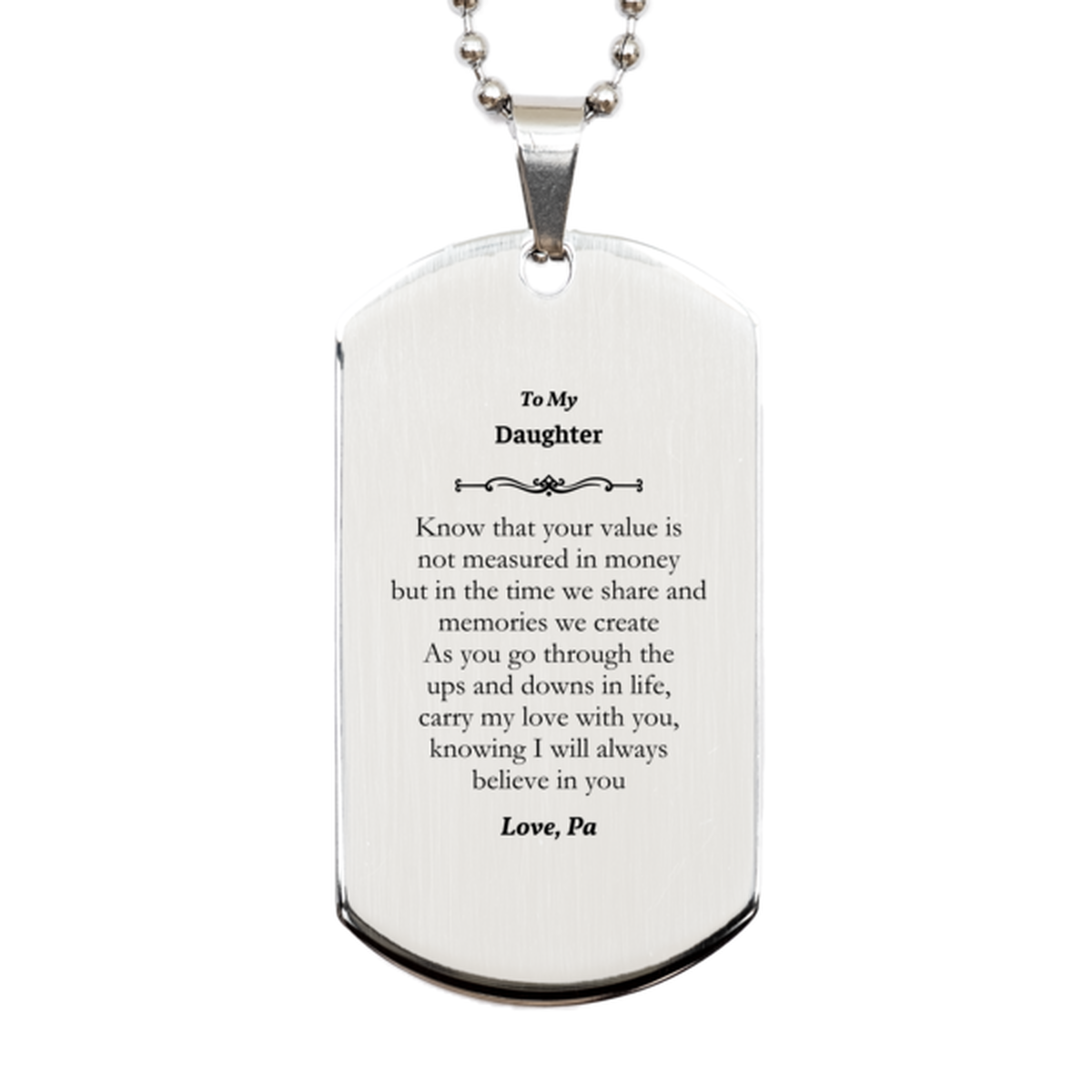 daughter gift engraved silver dog tag carry my love through lifes journey graduation inspirational jewelry for her