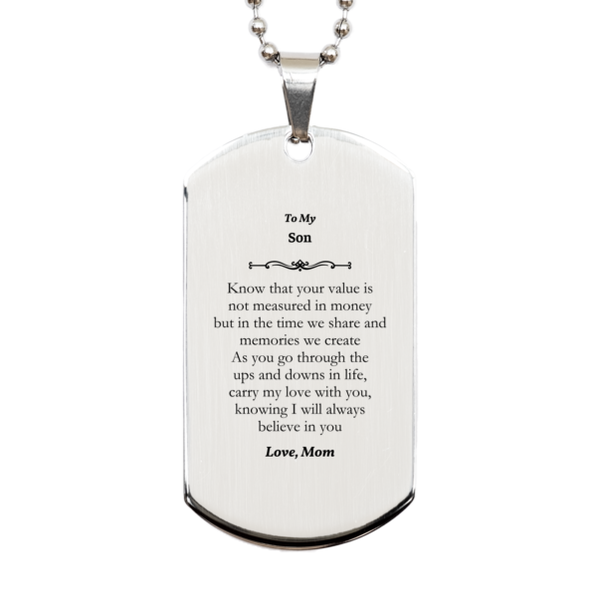 unique engraved silver dog tag for son carry my love with you always believe in you inspirational graduation gift for son from mom