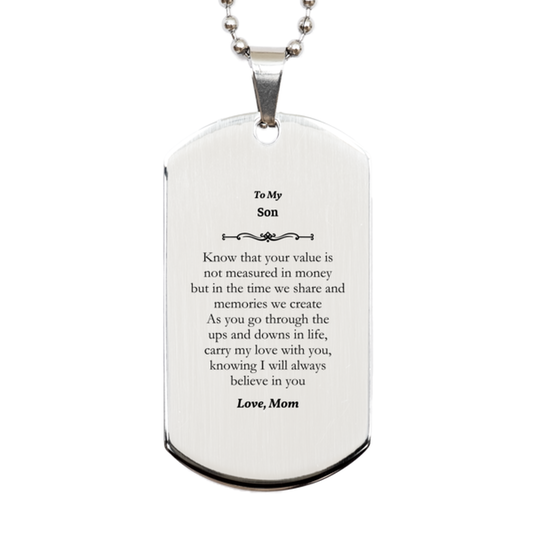 unique engraved silver dog tag for son carry my love with you always believe in you inspirational graduation gift for son from mom