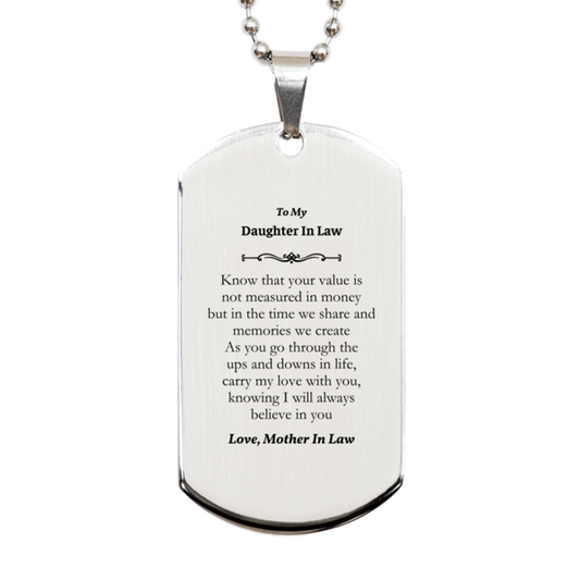 silver dog tag daughter in law gift engraved with love and confidence for birthday christmas graduation meaningful keepsake for daughter in law mother in law