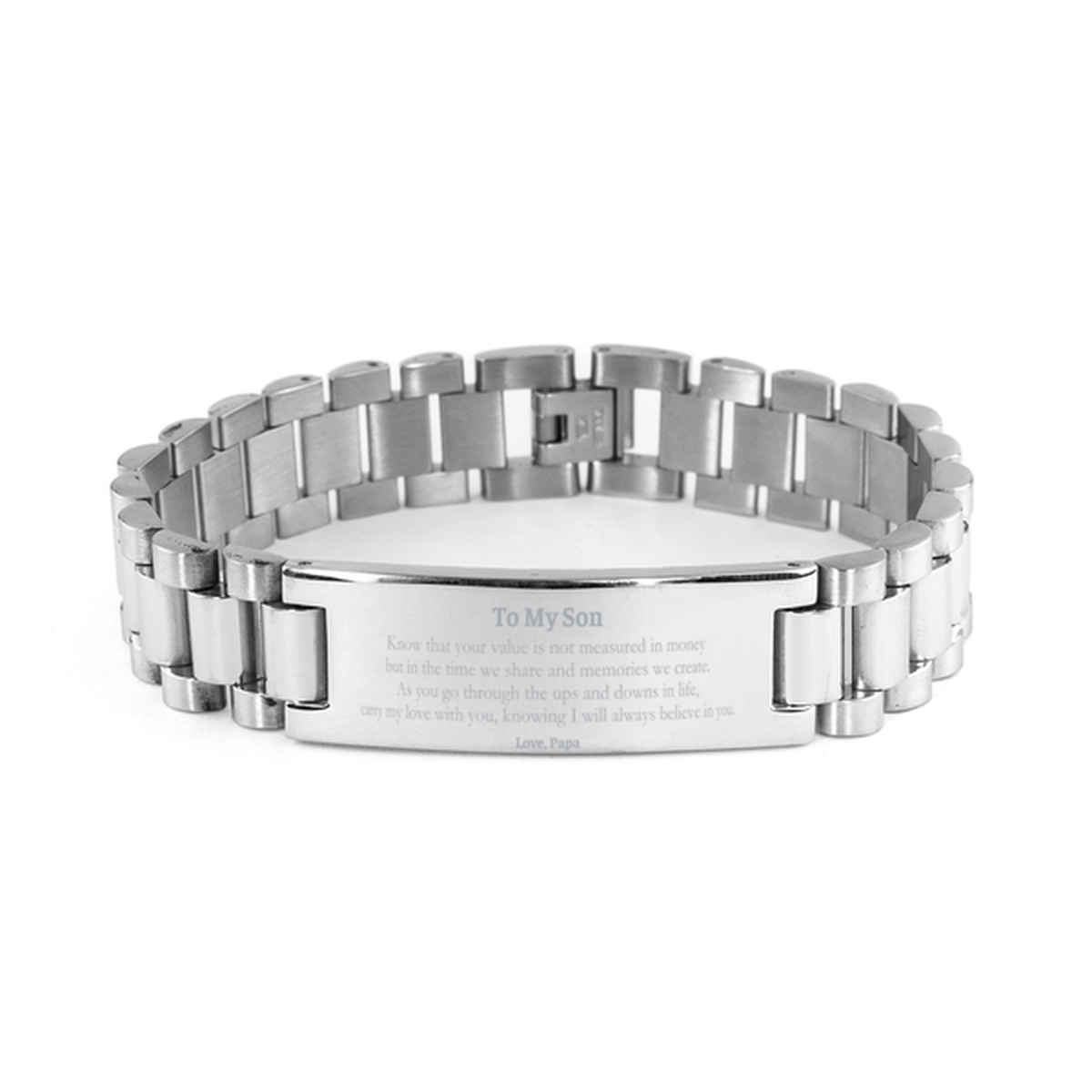 Stainless Steel Bracelet Son Love Papa Engraved Inspirational Graduation Gift